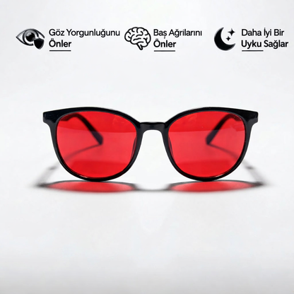 Unisex Kırmızı Lensli Mavi Işık Gözlüğü