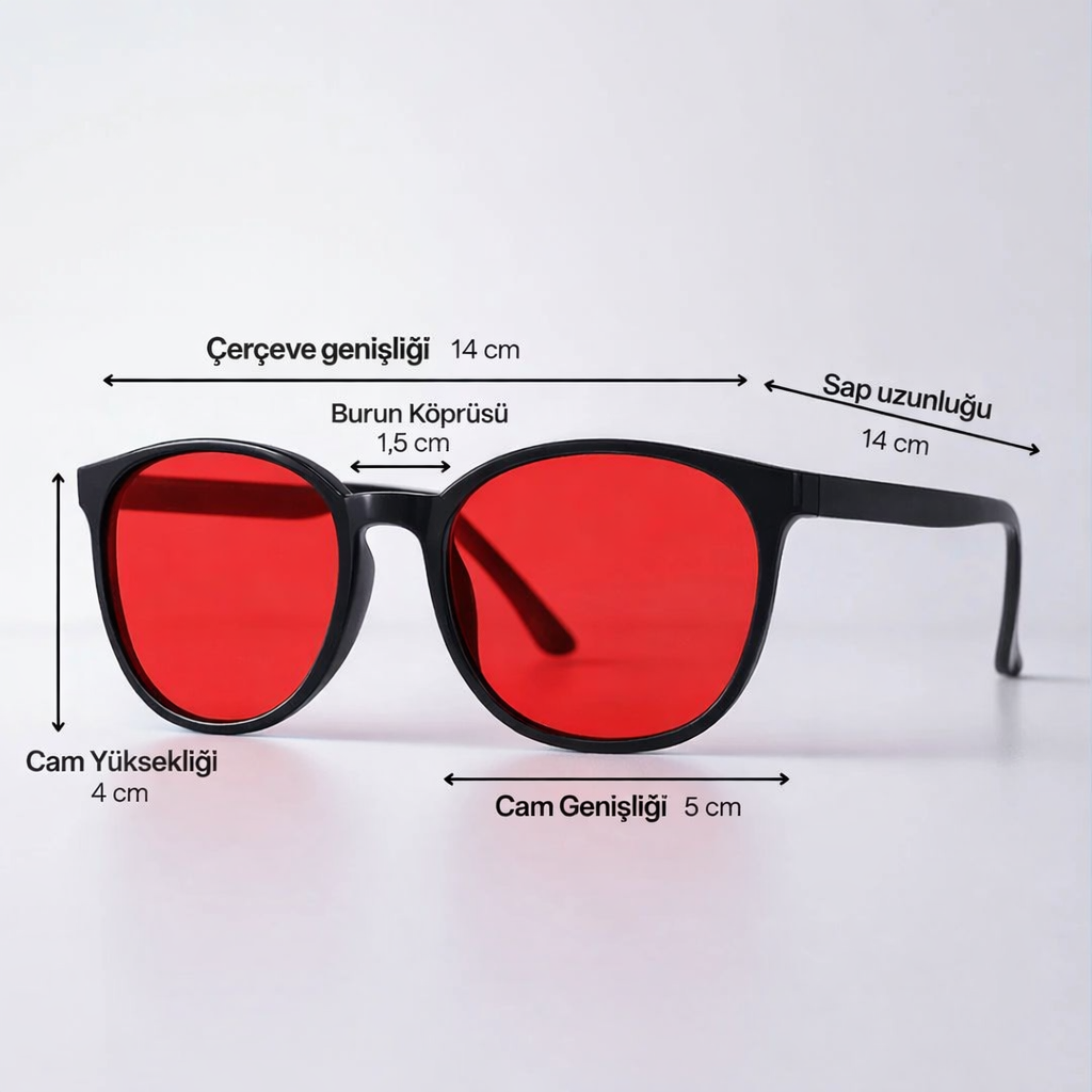 Unisex Kırmızı Lensli Mavi Işık Gözlüğü