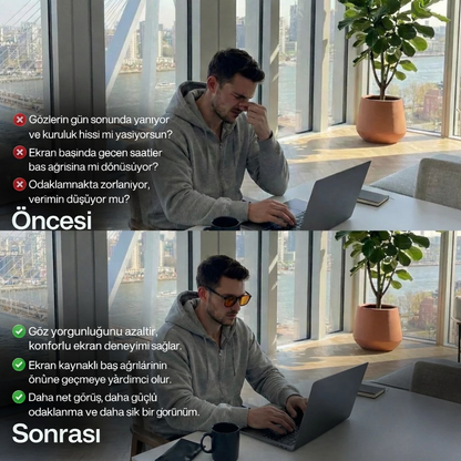 Unisex Kırmızı Lensli Mavi Işık Gözlüğü